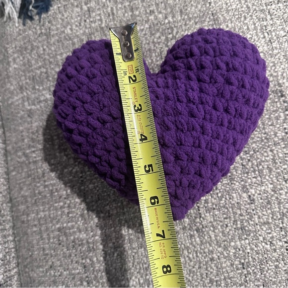 Super soft, deep, purple heart pillow. Handmade, plush Valentine’s heart. - Picture 4 of 6